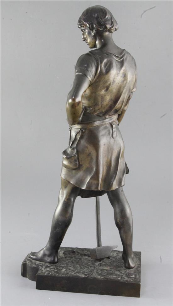 Emile Louis Picault (1833-1915). A late 19th century French bronze figure entitled Pax et Labor, 18.5in.